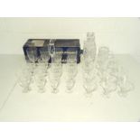 A collection of glassware including a decanter, some Edinburgh etc