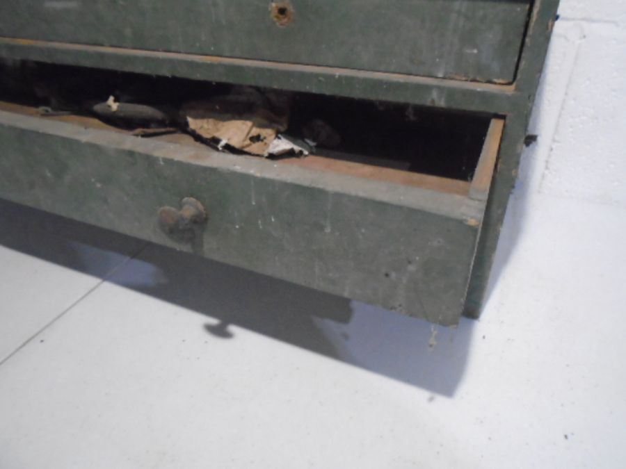 A vintage set of industrial wooden drawers and a small wooden trunk/chest - Image 28 of 34