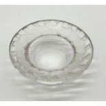 A Lalique pin dish with birds to the rim and etched signature underneath - diameter 9cm