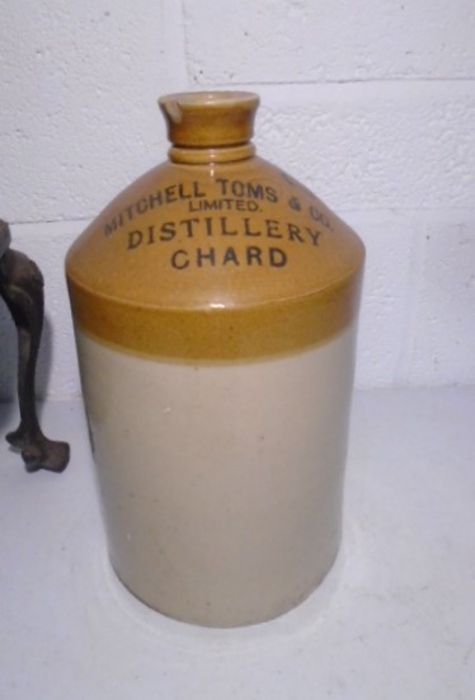 A cast iron cooking pot on trivet stand along with a stoneware jar from Mitchell Toms & Co Ltd, - Image 2 of 10