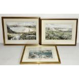 Three framed watercolours by CN Smith showing coastal scenes