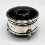 A hallmarked silver and tortoiseshell jewellery box (hinge A/F)