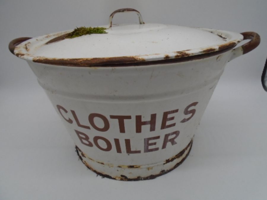 An enamelled lidded clothes boiler and jug, along with a wash bowl and jug etc - Image 2 of 13