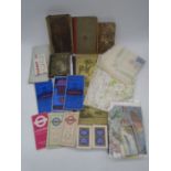 A small collection of ephemera, antique books including The History of England (A/F), playing cards,