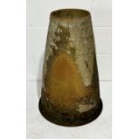 A conical weathered terracotta rhubarb forcer - height 67cm