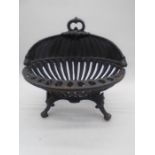 An oval fire basket