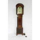 A Georgian inlaid mahogany longcase clock with barley twist supports, the hand painted dial named to