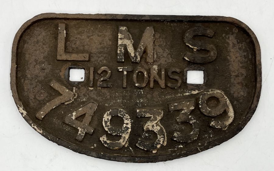 Two cast iron railway wagon plates, one marked Swindon 1955 and the other LMS - Image 2 of 3