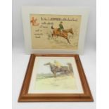 A framed hunting print by Cecil Aldin along with one other
