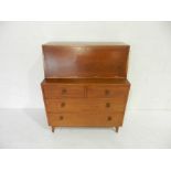 A mid century oak unit with four drawers - length 96cm, depth 50cm, height 112cm