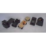 A collection of five large toy army vehicles including a Cherila Toys jeep, Arwin tank etc along