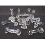 Eight pairs of cut glass knife rests along with two singles