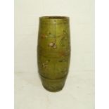 A hand painted Norwegian coopered barrel, decorated with traditional floral designs - height 69cm