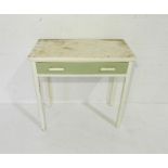 A painted side table with single drawer - length 76cm, depth 38cm, height 76cm