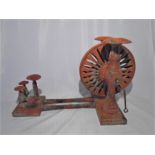 An antique wooden Indian spinning wheel