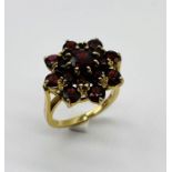 A 9ct gold garnet cluster ring