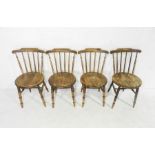 A set of four penny chairs on ring turned legs