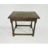 An antique oak and elm centre table - length 77cm, depth 56cm, height 67cm