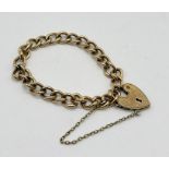 A 9ct gold child's bracelet with padlock, weight 7.3g