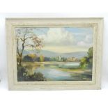 A framed oil on board of a rural landscape scene signed 'Harwood, 1958' - 48cm x 63cm