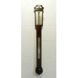 A Georgian mahogany stick barometer named to Josh White(?), Sudbury - height 101cm