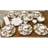 A Royal Albert Old Country Roses part dinner set including six dining plates, six trios, desert