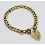 A heavy 9ct gold bracelet with padlock, weight 30g
