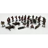 A collection of hollowcast lead soldiers including Charbens etc.