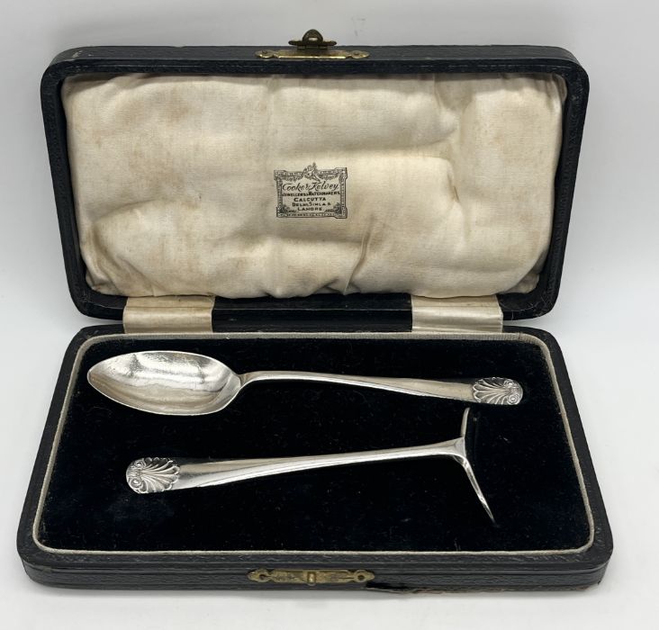 A cased hallmarked silver Christening set