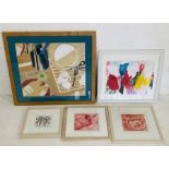 A collection of four framed pieces of art work by Sue Warren (local artist) including "Seed Heads"