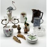 A collection of various china, glass etc including Royal Albert Country Roses, Jema Flamingo,