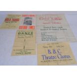A collection of vintage event advertising posters from the Oxford area including a violin recital by