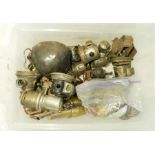 A quantity of carbide lamps and parts including Joseph Lucas Ltd, Powell & Hamner Ltd etc