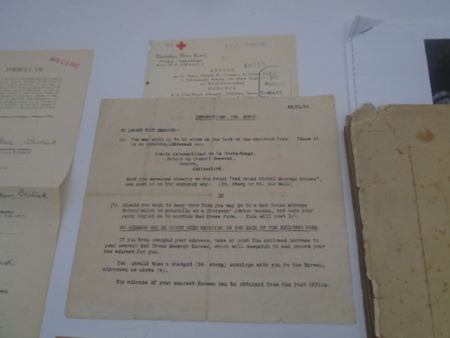 A small ephemera collection including World War 2 Jersey red cross papers plus a set of six photos - Image 3 of 14