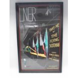 A framed reproduction "Take Me by The Flying Scotsman" LNER railway advertising poster - Overall