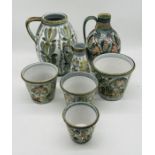 A collection of Denby with floral decoration including a Glen Colledge jug, four planters and two