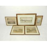 A quantity of framed watercolours depicting landscape and traditional scenes