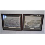 A pair of framed City of Boston prints - Overall size 75cm x 88cm