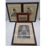 A collection of framed antique prints