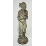 A weathered composite garden statue of Pandora - 117cm tall