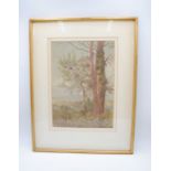 A framed watercolour of a landscape scene signed 'Edgar H Fisher' - 56cm x 43cm