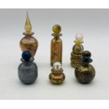 A set of six Isle of Wight studio glass scent bottles