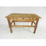 An industrial wooden work table - from Axminster Carpets - length 166cm, depth 87cm, height 100cm