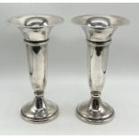A pair of hallmarked silver trumpet vases, height 16.5cm