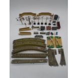 A collection of mainly Hornby Dublo OO gauge model railway accessories including railway signals,