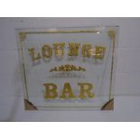 A glass "Lounge Bar" pub sign, reportedly from The Dove in Sidmouth (local interest) - overall