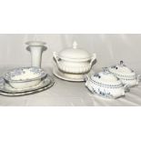 A collection of china including large terrine, vintage blue and white bowls etc.