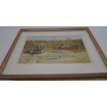 A framed oil painting by Robert Freame "Lyme Regis Harbour at low tide" 1995. Frame A/F