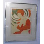 A framed limited edition (53/220) signed lithograph of "Echarpe Orange" (Orange Scarf) by Alain