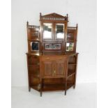 An Edwardian mirror-backed chiffonier with carved detailing - length 122cm, height 180cm